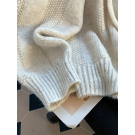 Beige Women's Oversized Soft Sweater Coat - Long Sleeve Hooded Sweater Jacket with Adjustable Hood & Front Pocket, Minimalist Winter Coat, Machine Washable Casual to Formal Outerwear for Women, All-Season Layering Piece, Cropped Sweaters for Women, Casual Long Sleeve Sweater, Sweaters, Colourfull Loose Sweater for Women, Sweater Tops for Women