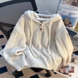 Beige Women's Oversized Soft Sweater Coat - Long Sleeve Hooded Sweater Jacket with Adjustable Hood & Front Pocket, Minimalist Winter Coat, Machine Washable Casual to Formal Outerwear for Women, All-Season Layering Piece, Cropped Sweaters for Women, Casual Long Sleeve Sweater, Sweaters, Colourfull Loose Sweater for Women, Sweater Tops for Women