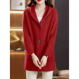 Women's Beige Cardigan Sweater - Longline Open Front Coat-like Jacket, Soft Chic Sweater for Fall/Winter, Elegant Everyday & Formal Outfits, Fall Winter Wear, Soft Texture