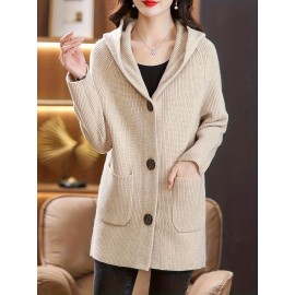 Women's Beige Cardigan Sweater - Longline Open Front Coat-like Jacket, Soft Chic Sweater for Fall/Winter, Elegant Everyday & Formal Outfits, Fall Winter Wear, Soft Texture