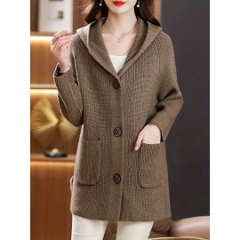 Women's Beige Cardigan Sweater - Longline Open Front Coat-like Jacket, Soft Chic Sweater for Fall/Winter, Elegant Everyday & Formal Outfits, Fall Winter Wear, Soft Texture