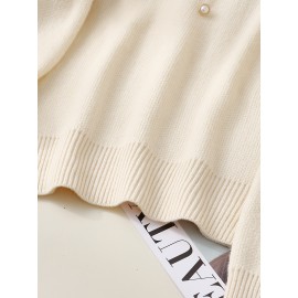 Women's Thick & Soft Sweater with Bow Buttons - Winter Warm Round Neck Long Sleeve Cozy Sweater, Beige & White Cable- Design, All-Season Casual Elegant Pullover for Fall and Winter Layering, Hand Wash or Dry Clean, Solid Color with Bow Detail, Medium Stretch, Relaxed Fit, Fleece Lining for Extra Warmth, Chic and Comfortable for Casual Attire, Cozy Sweaters For Women, Casual Long Sleeve Sweater, Oversized Knit Sweater, Colourfull Loose Sweater For Women,