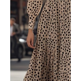 [Elegant Maxi Dress] Women's Elegant Maxi Dress - Beige & Brown, V-Neck Long Formal & Casual Dresses for Everyday, Parties, Business - All-Season Chic Outfit with Elegant Flowy Silhouette - Women's Clothing, Long Maxi Dress, Versatile Fashion, Sophisticated Style, Quality Craftsmanship, Party Attire, Stylish Clothing, Durable Material, Fashion Lovers, Women's Dress, Dress For Women/on