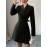 Elegant Lapel Long Sleeve Dress with Bow Tie and Pleats | Mid-Length, Solid Color, Fitted, Perfect for Spring/Fall, Commute and Party Essentials