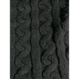 Plus Size - Women'S Plush Fleece Coat - Elegant Hooded Winter Jacket with Double-Breasted Front Closure, Soft Plush Collar & Full-Length Zipper