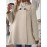 Plus Size, Women's Elegant Beige Coat - Long Sleeve Double Button Blazer, Structured Non-Stretch Jacket for Office, Formal Events & Everyday - Machine Washable Women's Outerwear, Casual Chic Apparel, Turndown Collar, Classic Tailoring