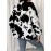 Plus-Size Women's Clothing | Cow Print Hooded Jacket | Black and White Printed Faux Jacket with Pockets | Warm Autumn and Winter Jacket | Machine Washable | Elegant and Stylish Cow Print Jacket | Ideal for Casual Casual Attire